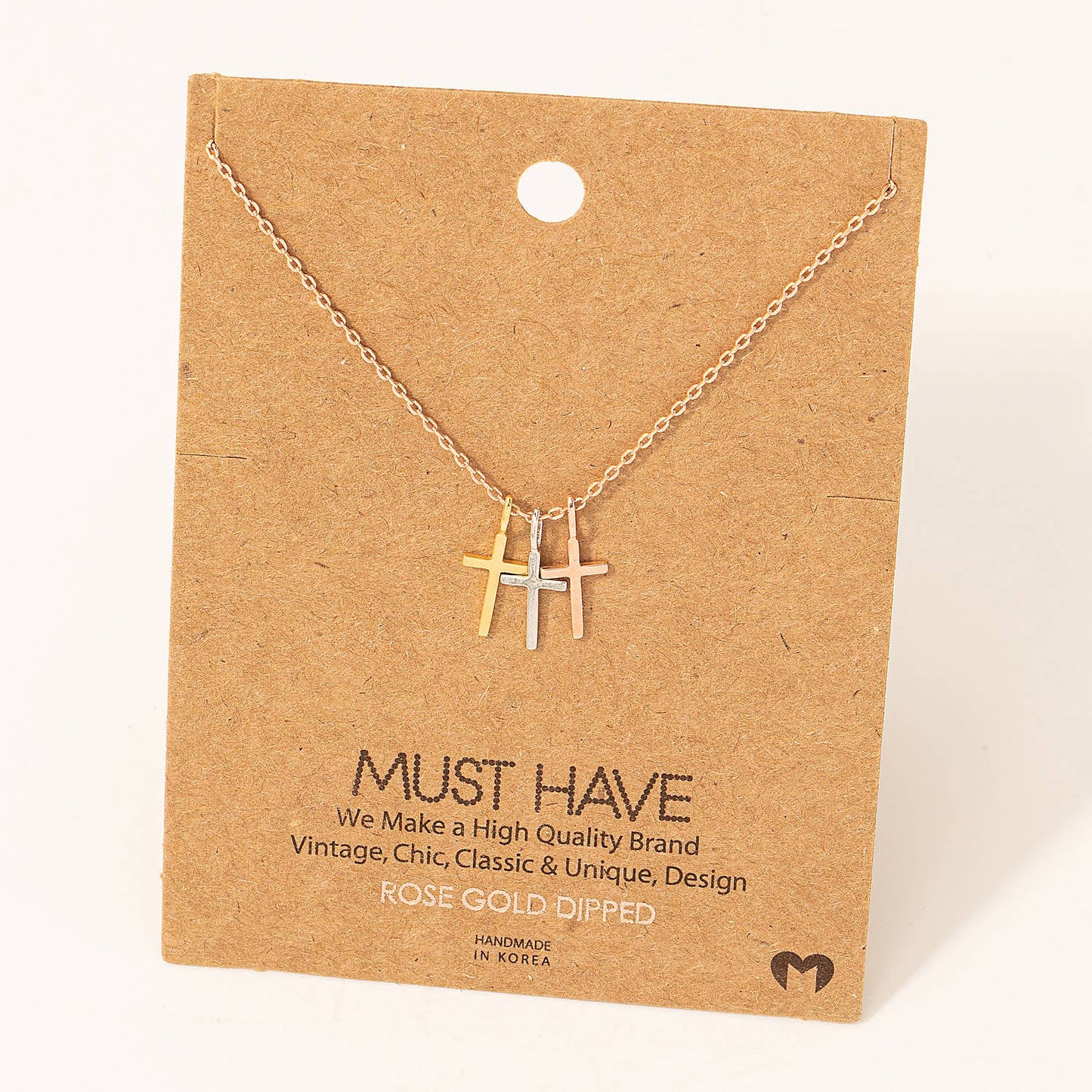 Triple Cross Pendant Necklace
