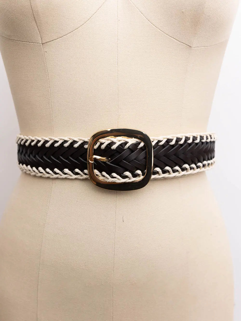 Crochet Trimmed Woven Leather Belt