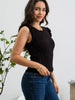 Black Sleeveless Cable Knit Top