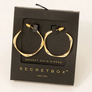 Secret Box Warped Metallic Hoop Earrings