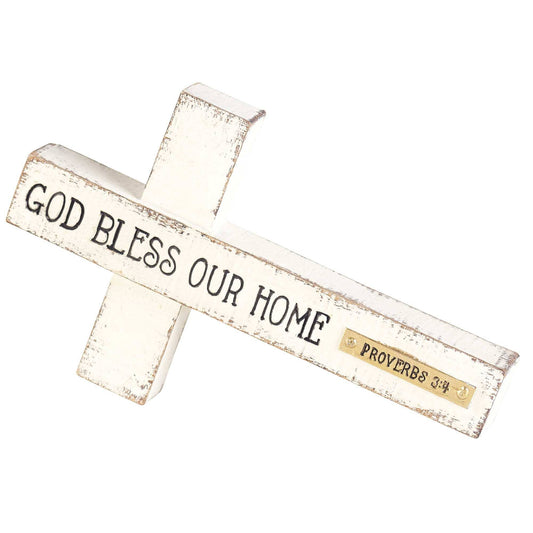 CROSS TABLETOP GOD BLESS OUR HOME