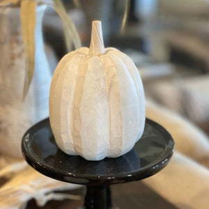 Lrg. White 3D Carved Pumpkin