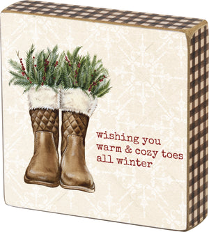 Wishing Warm & Cozy Toes All Winter Block Sign