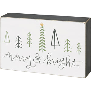 Merry And Bright Trees Box Sign
