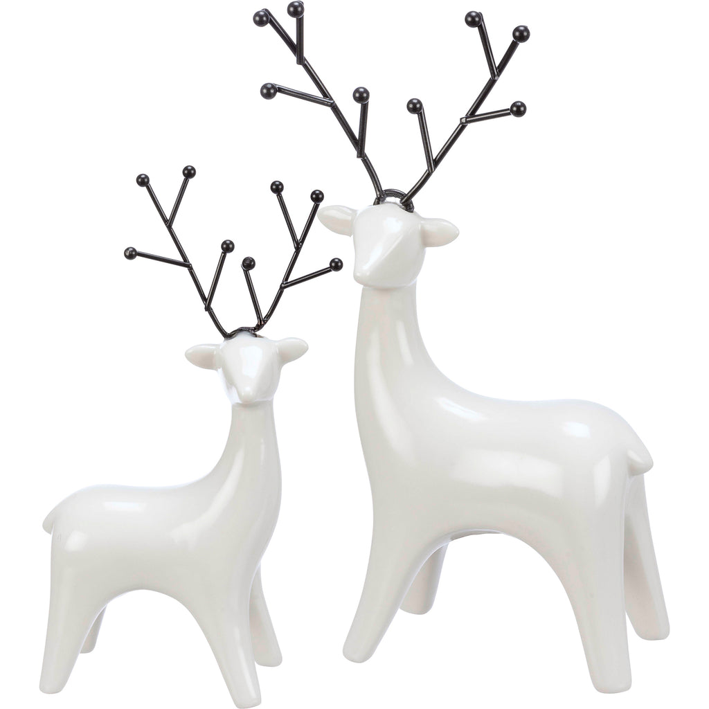Black & White Deer Figurine Set