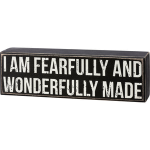 I Am Fearfully And Wonderfully Made Box Sign