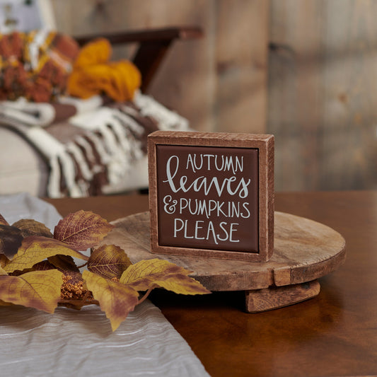 Box Sign Mini-Autumn Leaves Pumpkins Please