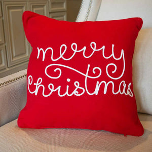Merry Christmas Pillow Red