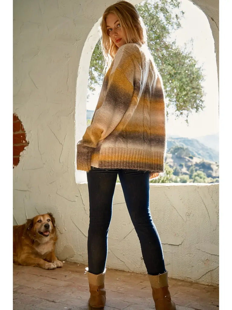 Multi Color Gradation Pullover Sweater