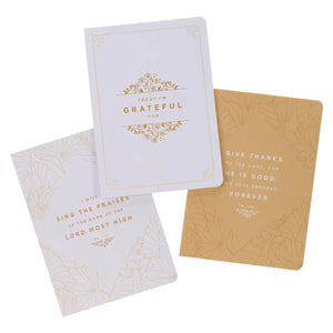 Gratitude White and Gold Large Prompted Notebook
