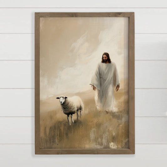 Jesus Walking with Lost Sheep