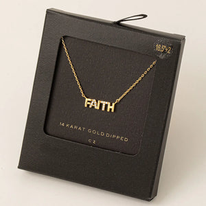 Secret Box Gold Dipped Faith Pendant Necklace