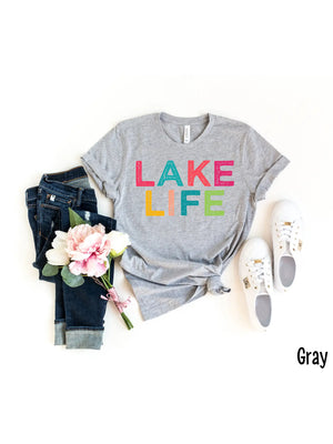 Lake Life Colorful Gray Tee