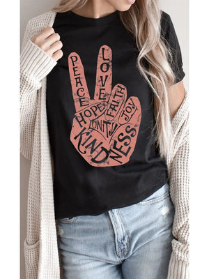 Retro Peace Love and Kindness Graphic Tee