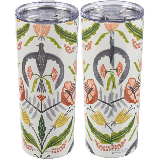 Floral And Birds Coffee Tumbler