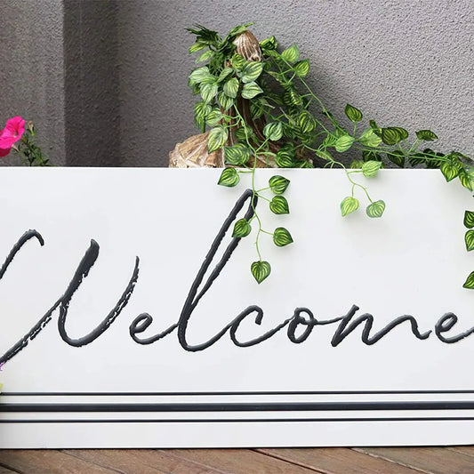 Large Welcome Embossed Metal Sign,36"x18"