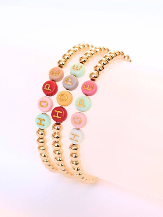 Gold bead HOPE stretch bracelet Inspirational spiritual