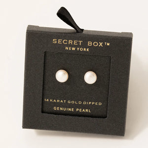 Secret Box Pearl Stud Earrings