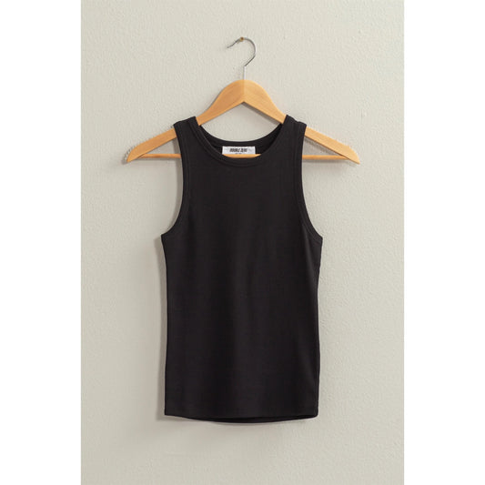 Black Round Neck Tank Top