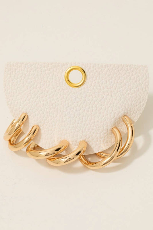 3Pc Mixed Tube Hoop Earrings Set