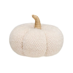 Lrg. Cream Fuzzy Fabric Pumpkin