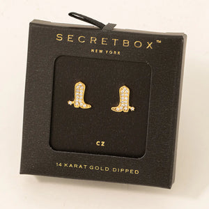 Secret Box Studded Cowboy Boot Earrings
