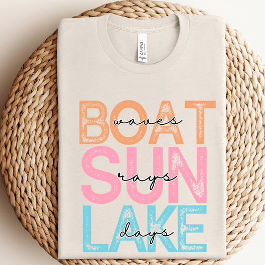 Boat, Lake, Sun Graphic Tee