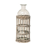Graywash Willow Wrapped Glass Bottle