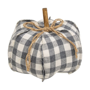 Gray Buffalo Check Stuffed Pumpkin 8"