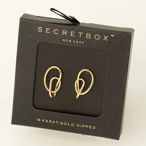 Secret Box Gold Dipped Ornate Knot Stud Earrings