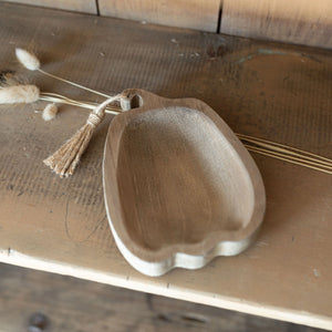 HERMAN CARVED WOOD PUMPKIN TRINKET DISH