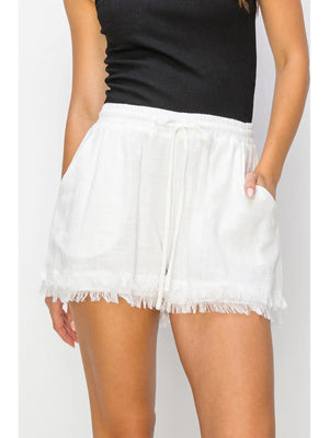 Cotton Gauze Frayed Shorts