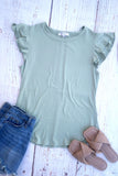 Sage Double Ruffle Top