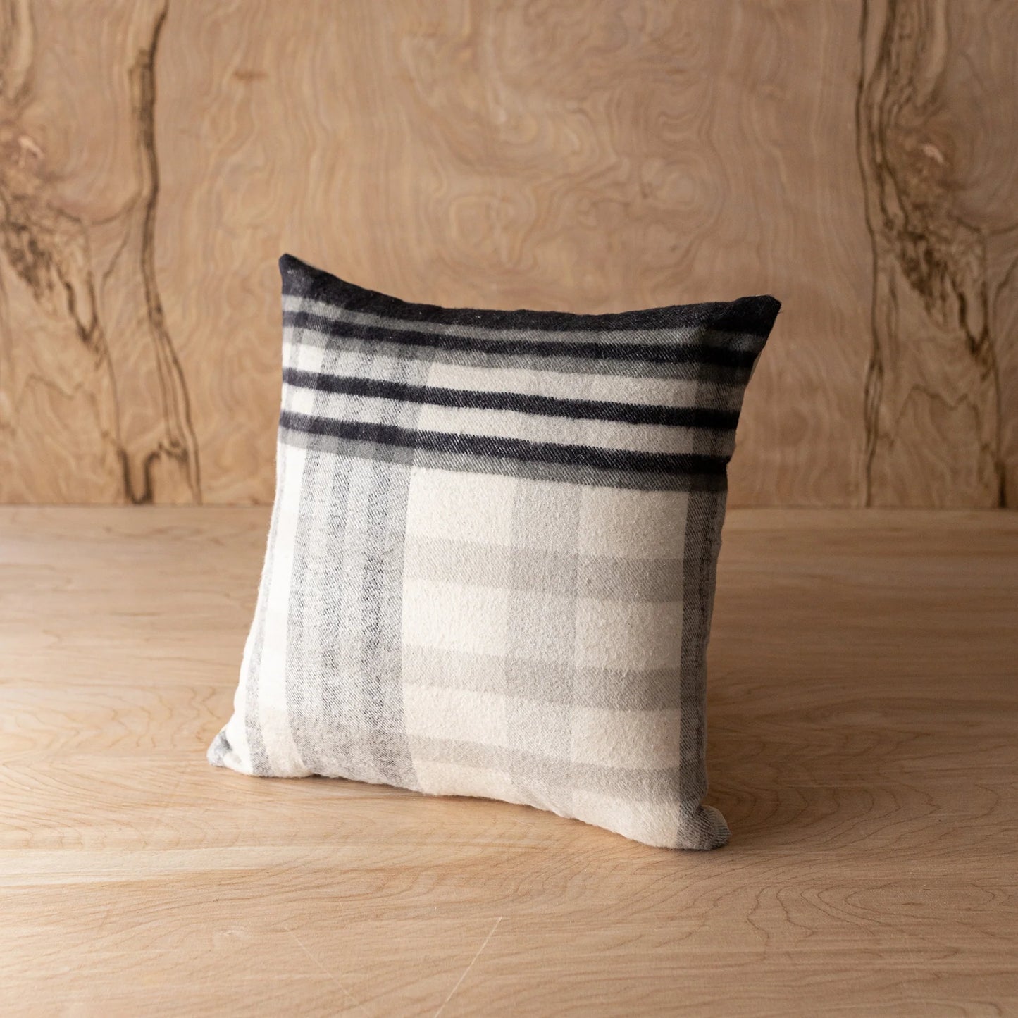 14X14 ARLEN PLAID THROW PILLOW BLACK COTTON