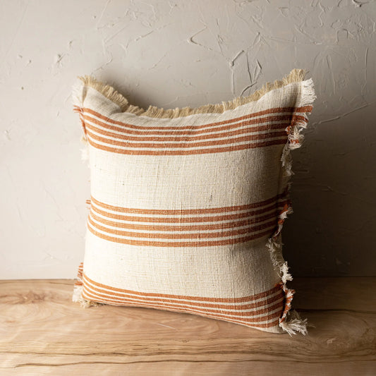 18X18 EDALINE RUST STRIPED THROW PILLOW