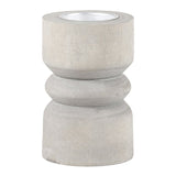 Small Candle Holder - Grey Wood with Silver Plate