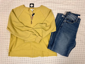 Citron Relaxed Long Sleeve Knit Top