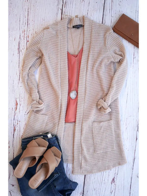 Oatmeal Popcorn Waffle Cardigan