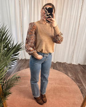 Floral Print Long Sleeves Woven Top