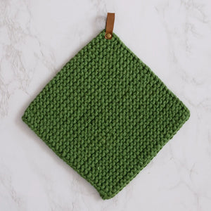 Knitted Pot Holder - Fern Green
