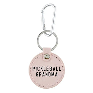 Round Leather Keychain - Pickleball Grandma