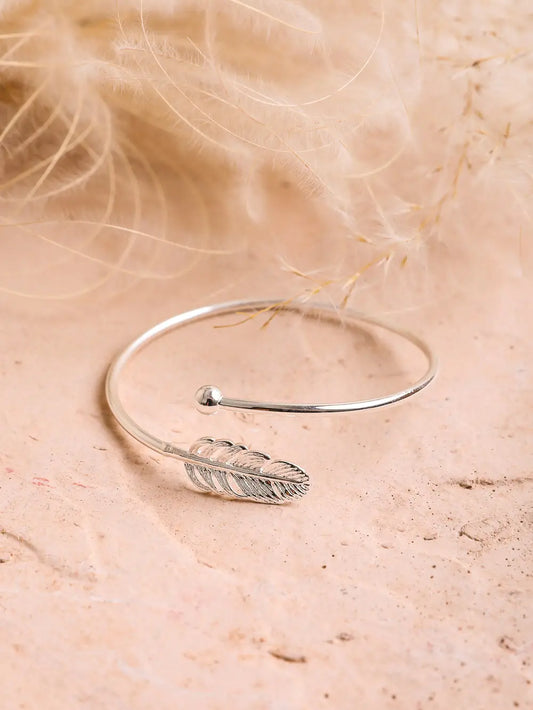 Silver Feather Minimal Cuff/Bangle