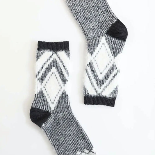 Faux Mohair Diamond Pattern Socks