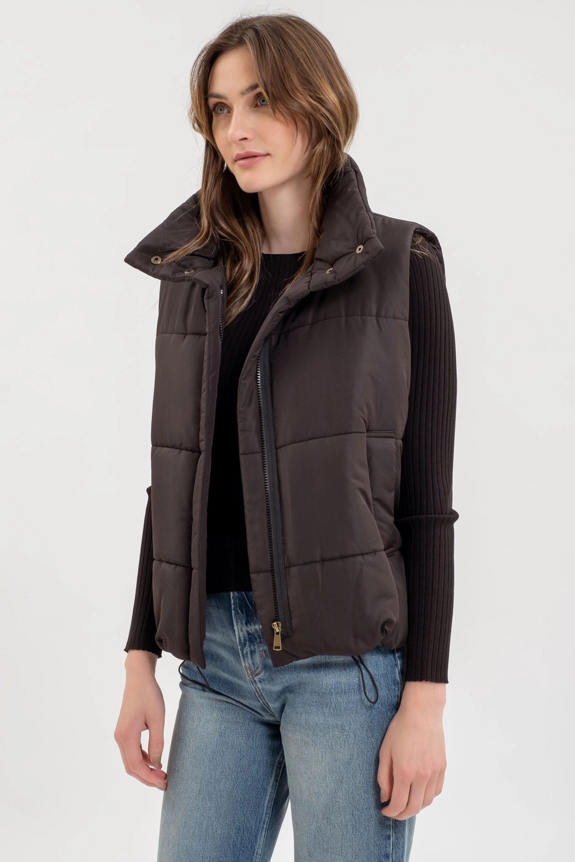 Solid Zip Up Puffer Vest