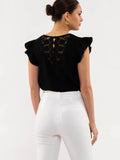 Floral Lace Back Woven Top