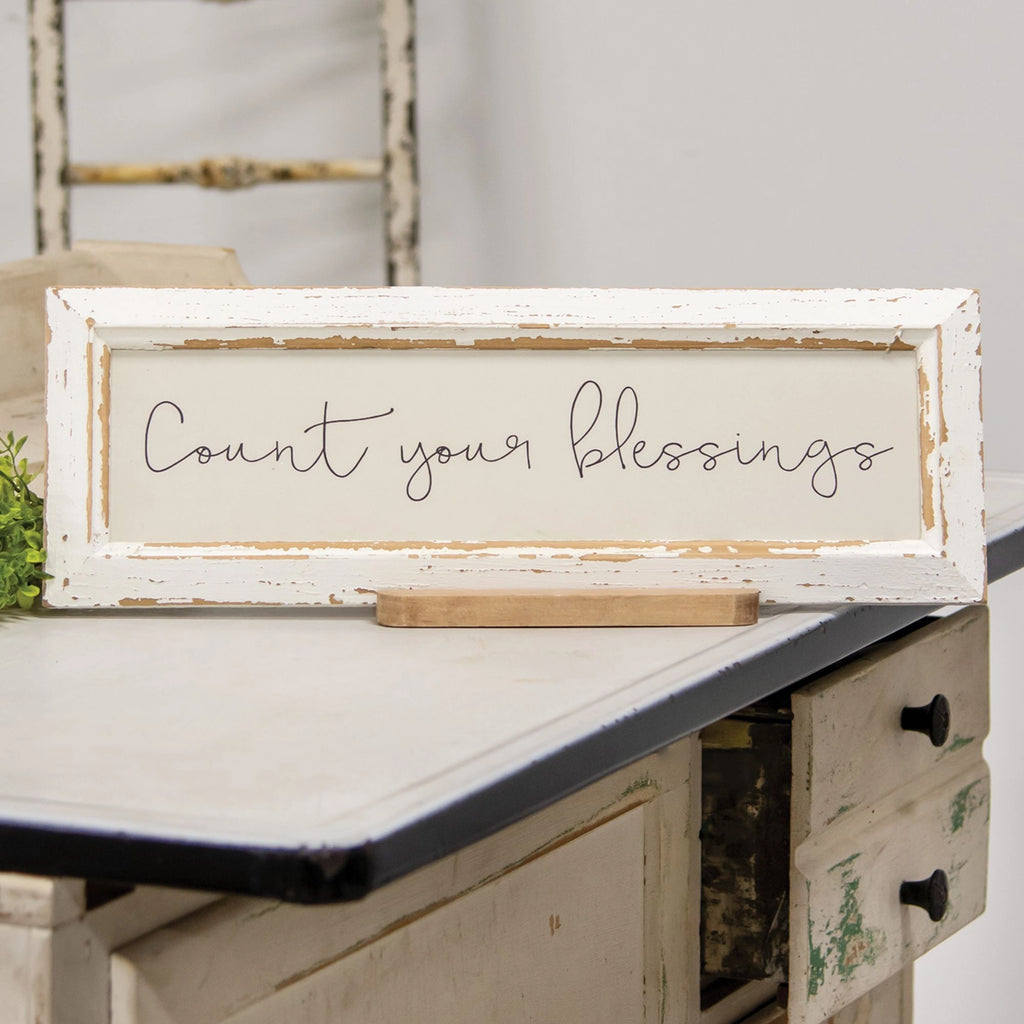 Count Your Blessings Distressed Sign