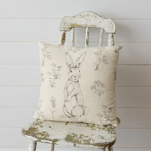 Pillow - Rabbit and Wildflowers