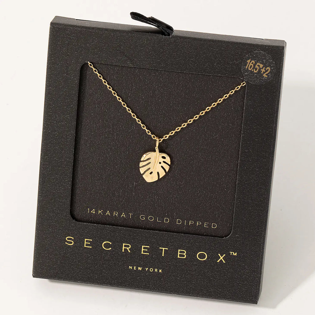 Secret Box Monstera Leaf Pendant Necklace