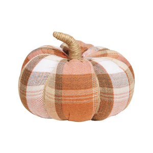 Med. Autumn Plaid Fabric Pumpkin