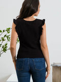 Black Sleeveless Cable Knit Top